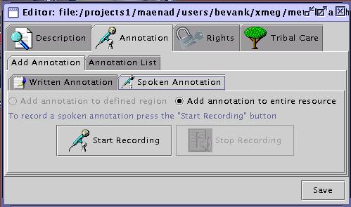 Editor: adding a spoken annotation